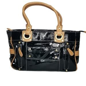 Sondra Roberts Purse Shiny Black Satchel